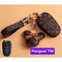 Bao da chìa khóa xe Peugoet 3008, 5008, 2008 LV gấu sang trọng