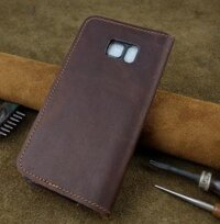 Bao Da cho Samsung Galaxy Note FE Fan Edition Handmade Da Bò Thật - Nâu đỏ