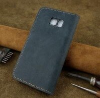Bao Da cho Samsung Galaxy Note FE Fan Edition Handmade Da Bò Thật - Xám xanh