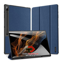 Bao da chống sốc cho SamSung Galaxy Tab S8 Ultra có ngăn đựng bút chính hãng Dux Ducis Domo - Hàng nhập khẩu  - Xanh than