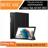 Bao da chống sốc cho Samsung Galaxy Tab A8 10.5 inch 2022 SM-X200  X205  X207 hiệu HOTCASEthiết kế siêu mỏng hỗ trợ Smartsleep, gập nhiều tư thế, mặt da siêu mịn - hàng nhập khẩu - BlackĐen