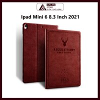 Bao Da Cover Cho Ipad Mini 6 8.3 Inch 2021 Vân Da Tuần Lộc Hỗ Trợ Smart Cover
