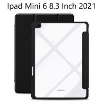 Bao Da Cover Ipad Mini 6 8.3 Inch 2021 Có Khe Pencil Đáy Cứng Trong Suốt Cạnh Cao Su Smart cover