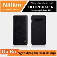 Bao Da Da Bò Cho Samsung Galaxy S10 hiệu Nillkin Qin Có Ngăn Đựng Thẻ - Hàng Chính Hãng
