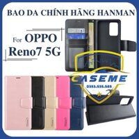 Bao da dạng ví dành cho OPPO Reno7 5G hiệu Hanman có quai cài - Hàng Chính Hãng