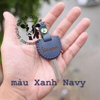 Bao da dành cho Chìa Khóa Vespa, Piaggio handmade da thật chìa khoá DÀY - màu Xanh navy - PIAGGIO