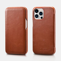 Bao da dành cho iPhone 13 Pro Max  iPhone 13 Pro  iPhone 13  iPhone 13 Mini - iCarer Curved Edge Vintage Folio Case - Hàng chính hãng - iPhone 13 Pro - Brown