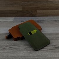 bao da dây rút Blackberry Evolve da bò nubuck màu xanh rêu