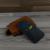 bao da dây rút Blackberry Evolve da bò nubuck màu xám xanh