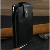 Bao da để 2 điện thoại cho Iphone 12 pro max, 13 pro max, 14 pro max da bò thật - Đen,6.5 &amp; 5.8 inches
