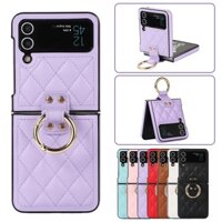 Bao Da Đeo Nhẫn Ngón Tay Cho Samsung Galaxy Z Flip 5 5g Z Flip 4 Z Flip 3 Chống Va Đập Emboss Diamond Ultra Thin Cover Fundas