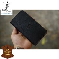 Bao Da Điện Thoại BB Key One / Key2 Da Dê Đen Tuyền Cực Chất