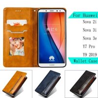 Bao da điện thoại có đế đỡ và ngăn để thẻ sang trọng cho Huawei Nova 2i 3i 3e Y7 Pro Y9 2019