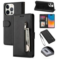 Bao Da Điện Thoại Cứng Chống Sốc Dạng Ví Có Khóa Kéo Cho iphone 13 12 mini 15 14 11 pro max x xs xr 7 8 plus Ốp