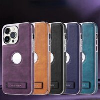 Bao Da Điện Thoại Da Bò Viền Dẻo Mạ Điện Kèm Giá Đỡ Cho iphone 15 14 pro max 13 pro 12 11 Ốp