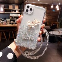 Bao Da Điện Thoại Họa Tiết Hoa Đính Đá Lấp Lánh Dành Cho iphone 14 pro max ip 13 11 12 15 pro max Ốp
