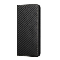 Bao da điện thoại kiểu ví sợi carbon nắp lật giá đỡ cho Samsung Galaxy A10 M10 A20E A21S A31 A40 A41 A50 A70 A51 A71 - Black,Samsung A21S