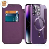 Bao Da Điện Thoại Nắp Gập Từ Tính Có Ngăn Đựng Kính Bảo Vệ Cho iphone 15 14 plus 13 12 11 pro max Ốp