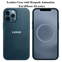 Bao Da Điện Thoại Nắp Gập Từ Tính In Logo M-agsafe Sang Trọng Cho iPhone 12 Pro Max 12