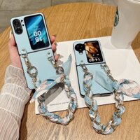 Bao Da Điện Thoại Nắp Gập Chống Rơi Màu Trơn Có Vòng Tay Cho oppo find N3 Flip Ốp