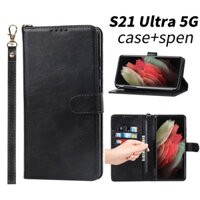 Bao Da Điện Thoại Nắp Lật Kèm Ngăn Đựng Bút Cho Samsung S21 Ultra 5G S pen SPEN S-pen Stylus Samsung Galaxy S21 Ultra 5G