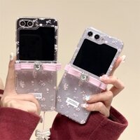 Bao Da Điện Thoại Nắp Lật Kèm Dây Đeo Đính Đá Cho samsung galaxy z flip3 zflip4 zflip 5 flip5 Ốp