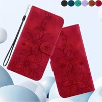 Bao Da Điện Thoại Nắp Lật Nam Châm Kiêm Ví Đựng Thẻ Hình Hoa lily Cho oppo realme 10 9 8 7 pro plus 9i 8i 7i 6i 5i 5s Ốp