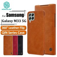 Bao da điện thoại nắp lật NILLKIN có giá đỡ cho Samsung Galaxy M33 5G