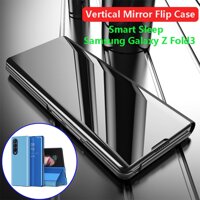 Bao da điện thoại nắp lật gương đánh thức/ngủ thông minh với giá đỡ cứng chống sốc cho Samsung Galaxy Z Fold 3 Fold3 5G
