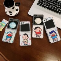 Bao Da Điện Thoại pc Cứng Nắp Lật In Hình Cậu Bé Bút Chì shin chan Cho samsung z flip 5 z flip 4 z flip 3 Ốp