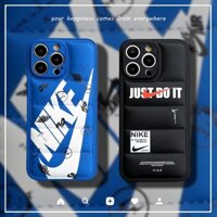 Bao Da Điện Thoại Vải cotton Màu Xanh Dương / Đen Có Lỗ Cắt Chính Xác Cho iphone 15promax / 14pro / 13 Ốp