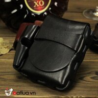 Bao da đựng hộp thuốc lá và bật lửa bên hông Màu Đen - Cigarette case pouch and side lighters Black