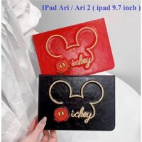 Bao da ipad Leather thêu chuột Mickey cho IPad Ari / Ari 2 ( ipad 9.7 inch )