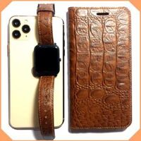 Bao da iPhone 12-13-14 (Pro max/ Pro/ Mini) - Khocase V3 da bò Ý Vân cá sấu Handmade