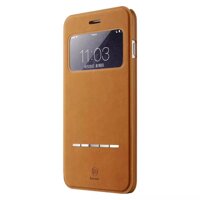 Bao da iPhone 6/6S Baseus Terse Classic (Kaki) (da PU cao cấp smart cover)