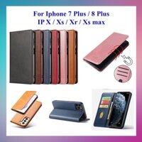 Bao da Iphone 7 Plus, 8 Plus, IP X, IP Xs, IP Xr, IP Xs max dạng ví kiểu từ tính nam châm ngăn thẻ