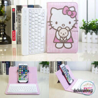 Bao da kèm keyboard không dây bluetooth hình hello kitty dùng da PU cho máy vi tính bảng Android / WIN 10" 7inch đồ tốt