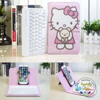 Bao da kèm keyboard không dây bluetooth hình hello kitty bằng chất liệu da PU cho máy vi tính bảng Android / WIN 10" 7in