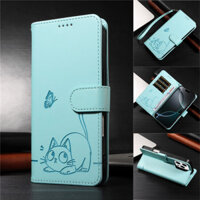 Bao Da Lật Cho Google Pixel 7 8 9 Pro XL 7A 8A 9A Dễ Thương Lucky Cat Kitty Ốp Lưng Dây Cắm Thẻ PU Vỏ Nam Châm