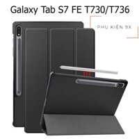 Bao da máy tính bảng - Bao da máy tính bảng Samsung Galaxy Tab S7 FE T730 / T735 / T736 gấp 3 khúc lưng cứng có nam châm