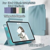 Bao da máy tính bảng nắp gập có nam châm và ngăn đựng bút cảm ứng cho Ipad Pro 11 2020 2018 12.9