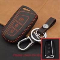 Bao Da Móc Chìa Khóa Remote Chỉ Đỏ Cho Hyundai Santa Fe + Phụ kiện như hình//T17