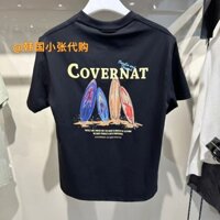 Bao da mới ván lướt sóng graffiti cổ tròn giản dị Áo thun ngắn tay cao cấp mềm mại dành cho các cặp đôi