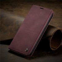 Bao Da Nắp Gập Nam Châm Phong Cách Vintage Cho Iphone 6 6s 7 8 Se Plus 11 12 Mini Pro Max - Wine red,iPhone7 Plus8 Plus