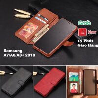 Bao da ốp lưng Samsung A7 A8 A9 A8+ 2018 A8 star gập nắp da thật mềm mịn kèm ví - azns