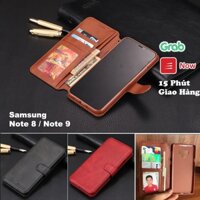 Bao da ốp lưng samsung Note 8 Note 9 gập nắp da thật mềm mịn kèm ví - azns