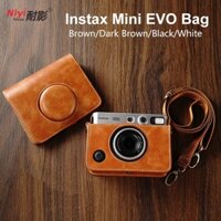 Bao Da PU Bảo Vệ Máy Ảnh Kỹ Thuật Số Fujifilm Instax Mini EVO Có Dây Đeo Vai