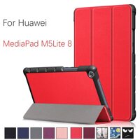 Bao da PU màu trơn kèm giá đỡ đứng thời trang sang trọng cho máy tính bảng HUAWEI MEDIAPAD M5 LITE 8 INCH - Red ,M5Lite 8.0