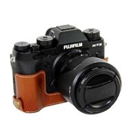 Bao Da PU Nửa Túi Cho Máy Ảnh Fujifilm XT2 XT3 FUJI X-T2 X-T3 Camera Video Nửa Túi Chuyên Nghiệp Nắp đáy