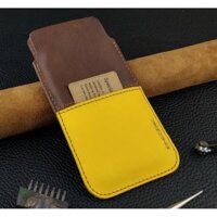 Bao da rút cho Iphone 13 pro max, 14 pro max, 12 pro max, XS Max Classic 2 màu da bò thật - Nâu - vàng,7 plus 8plus